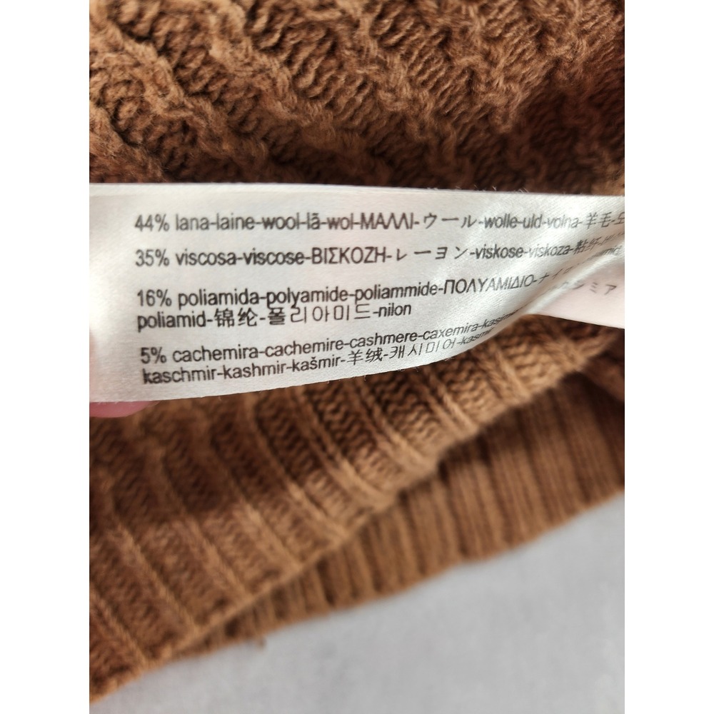 Massimo Dutti Italian Yarn Wool Cashmere Cowl Neck Poncho Sweater‎ Brown Medium - Picture 13 of 15